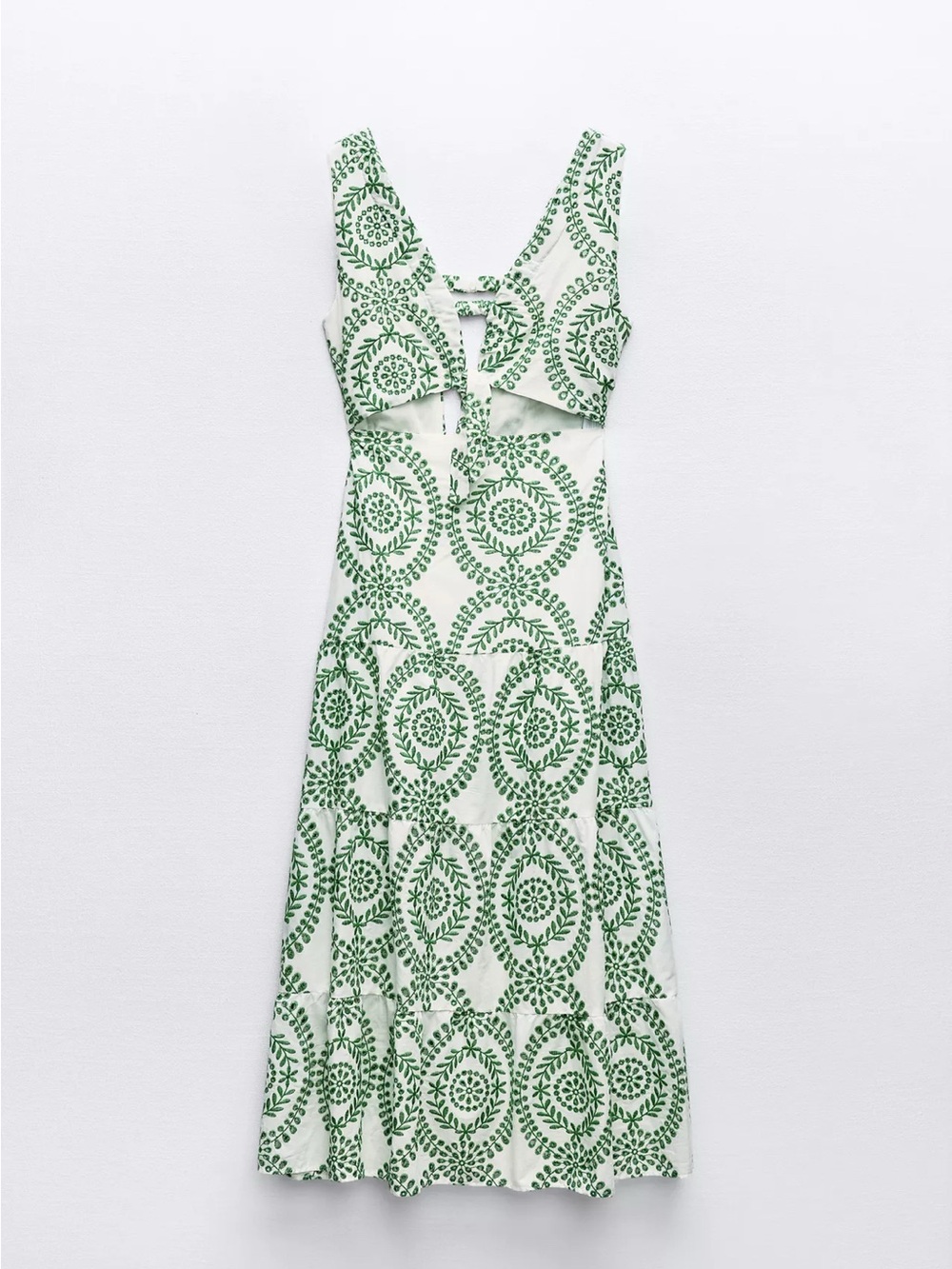 Zara Perforated Knotted Embroidered Dress